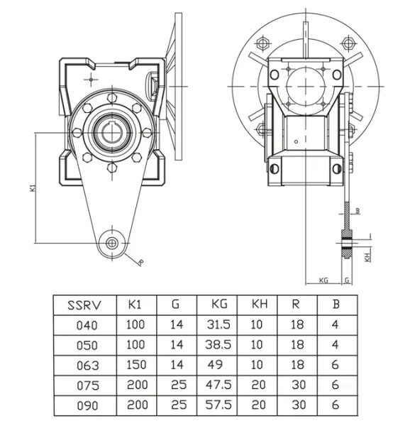 SSRV series stainless steel worm reducer torque arm E-type mounting bracket