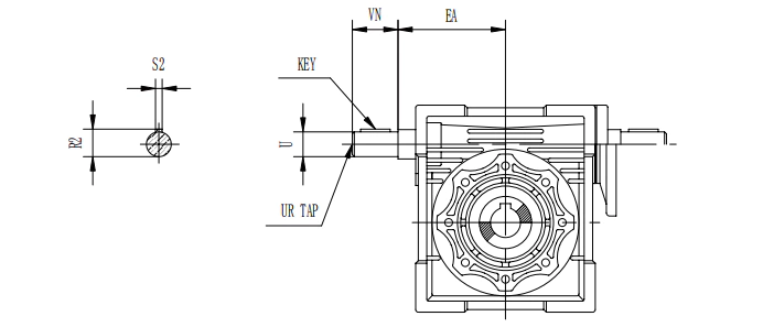 NMRV output shaft dimensions and keyway sizes for all models including NMRV110