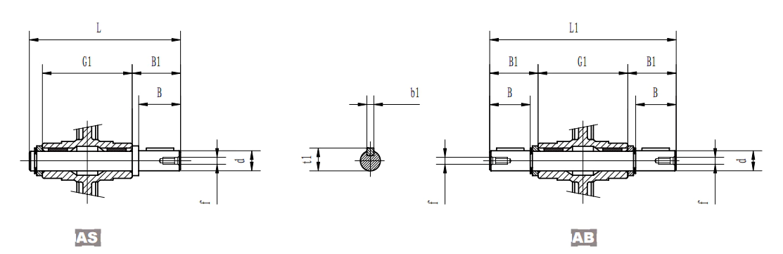 NRV worm gearbox output shaft dimensions and low-speed shaft specifications for all sizes